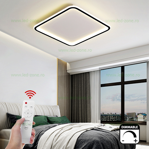 Plafoniera LED 80W Patrata 3 Functii Dimabila cu Telecomanda - led-zone.ro
