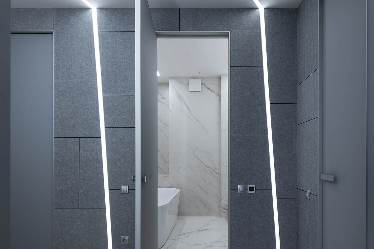 Iluminare hol, iluminare spatii mici, faianta neagra, led-zone.ro