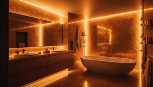 Lumina rgb, baie decorata cu benzi LED RGB, led-zone.ro