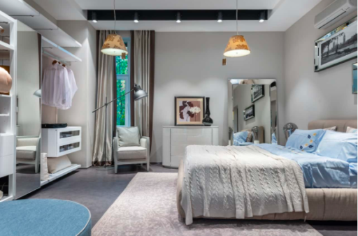 Dormitor pus in evidenta prin iluminat