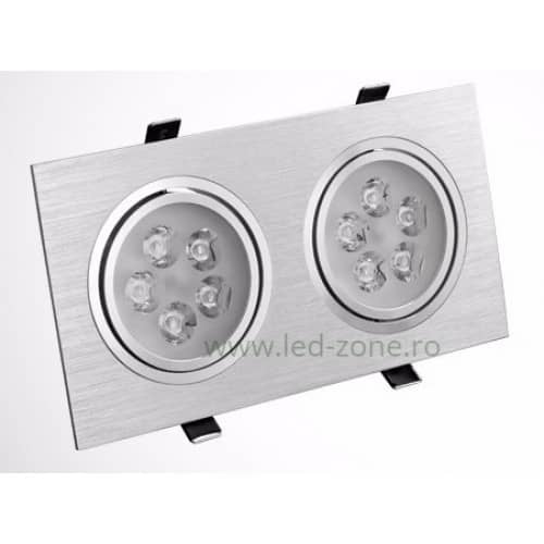 Spot LED 2x5W Dreptunghiular Mobil Argintiu - ledzone.ro