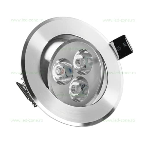 Spot LED 3x1W Rotund Mobil Argintiu 220V - ledzone.ro