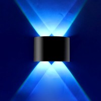 APLICE LED FATADE CLADIRI, Black Friday - Aplica LED 2x2W Exterior Negru RGB Telecomanda LZ813-2, LED-Zone.ro