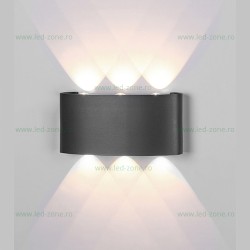 Aplica LED 2x3W Exterior Negru LZ2056-6 Alb Natural