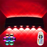 APLICE LED FATADE CLADIRI, Black Friday - Aplica LED 2x6W Exterior Negru RGB Telecomanda LZ813-6, LED-Zone.ro