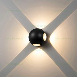 Aplica LED 4x1W Exterior Sfera Negru