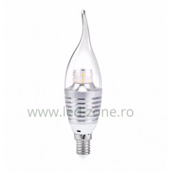 Bec LED E14 5W Flacara Clar Argintiu SMD2835