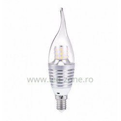 Bec LED E14 7W Flacara Clar Argintiu SMD2835