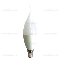 Bec LED E14 7W Flacara Mat Plastic 