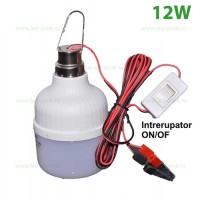BECURI LED, Bec LED 12W Mat Alimentare 12V Clesti cu Intrerupator, LED-Zone.ro