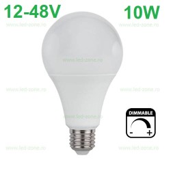 Bec LED E27 10W Glob Mat 12-48V Dimabil