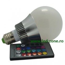 Bec LED E27 10W Glob Mat RGB Aluminiu