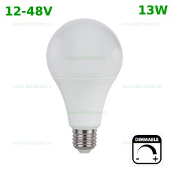 Bec LED E27 13W Glob Mat 12-48V Dimabil