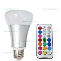 BECURI LED SMART - Reduceri Bec LED E27 7W RGBW Telecomanda Promotie