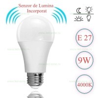 BECURI LED E27 - Reduceri Bec LED E27 9W Glob Mat Senzor Lumina LZ18C014 Promotie