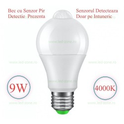 Bec LED E27 9W Glob Mat Senzor Miscare LZ18C049