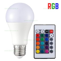 Bec LED E27 10W Glob Mat RGB Telecomanda