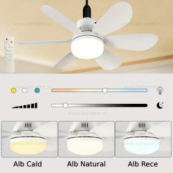 Bec LED E27 15W CCT Dimabil cu Ventilator si Telecomanda