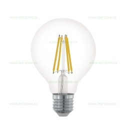 Bec LED E27 6W Filament Glob Clar G80