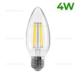 Bec LED E27 4W Filament Lumanare Clar