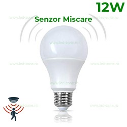 Bec LED E27 12W Glob Mat 260 Grade Senzor Miscare
