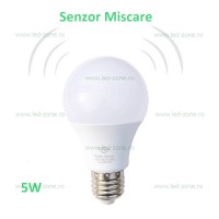 BECURI LED E27 - Reduceri Bec LED E27 5W Glob Mat 260 Grade Senzor Miscare Promotie
