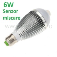 BECURI LED E27 - Reduceri Bec LED E27 6W Aluminiu Senzor Miscare Promotie