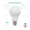 Bec LED E27 7W Glob Mat 180 Grade Senzor Miscare
