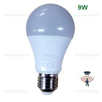 BECURI LED E27 - Reduceri Bec LED E27 9W Glob Mat 260 Grade Senzor Miscare Promotie