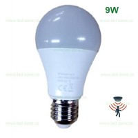 BECURI LED E27, Bec LED E27 9W Glob Mat 260 Grade Senzor Miscare, LED-Zone.ro