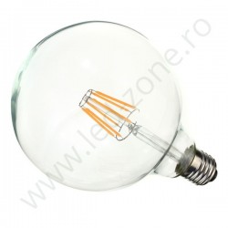 Bec LED E27 6W Filament Glob Clar G125