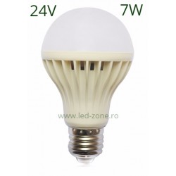 Bec LED E27 7W Glob Mat Plastic 24V 