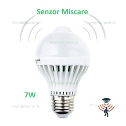 Bec LED E27 7W Glob Mat Senzor Miscare