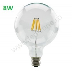 Bec LED E27 8W Filament Glob Clar G125