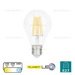Bec LED E27 12W Filament Glob Clar