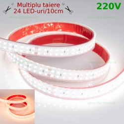 Banda LED 2835 240 SMD/ML 220V Slim Autoadeziva Taiere 10cm