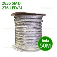 BENZI LED, Banda LED 2835 276 SMD/ML Furtun Silicon 220V Lupa Rola 50m, LED-Zone.ro