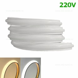 Banda LED COB 220V Alba Slim Silicon Mat Autoadeziva Taiere 10cm