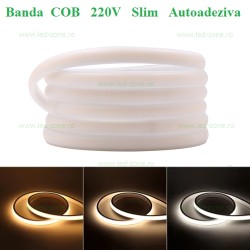 Banda LED COB 220V Slim Silicon Mat Autoadeziva Taiere 10cm