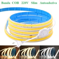 BENZI LED, Banda LED COB 220V Slim Silicon Transparent Autoadeziva, LED-Zone.ro