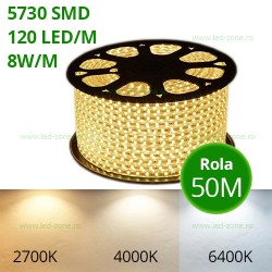 Banda LED 5730 120 SMD/ML 220V Rola 50m