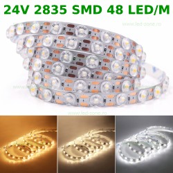 Banda LED 2835 48 SMD/ML Lupa 24V Rola 10m Diverse Culori