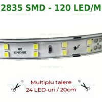 BENZI LED - Reduceri Banda LED 2835 120 SMD/ML 220V Superflux Taiere 20CM Promotie