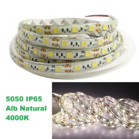 BENZI LED, Banda LED 5050 60 SMD/ML Silicon Alb Natural 12V, LED-Zone.ro