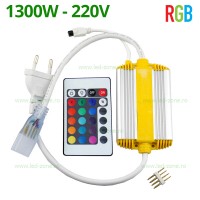 ALIMENTARE BANDA LED 220V - Reduceri Controller Banda LED RGB 220V 1300W IR IP65 T24 Promotie