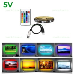 Kit Banda LED 5050 RGB 5V USB Telecomanda Rola 3m