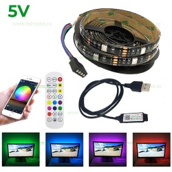 Kit Banda LED 5050 RGB 5V USB WIFI Telecomanda Rola 3m