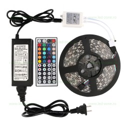 Kit Banda LED 5050 Rola 5m RGB Interior Telecomanda 44 Taste