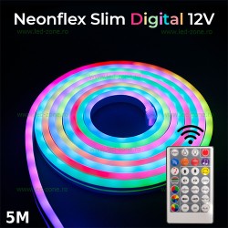 Kit Neonflex LED Slim RGB Digital 5m Telecomanda
