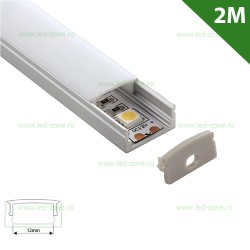 Profil Aluminiu Aplicat Alb Dispersor Mat 2M 12MM